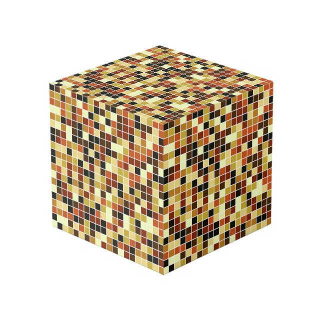 Fliesen, braune Mosaikfliesen, geometrisches Muste Würfel (Vorderseite Schrägansicht)