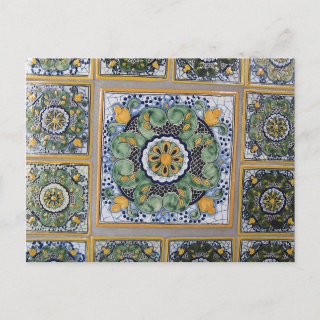 Fliesen im mexikanischen Talavera-Stil Postkarte (Vorderseite)