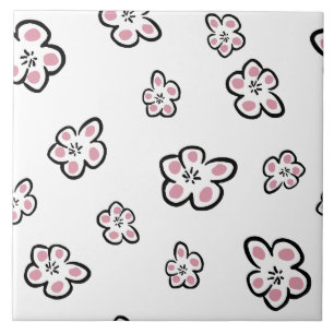 Fliesen mit rosa Blumenmotiv