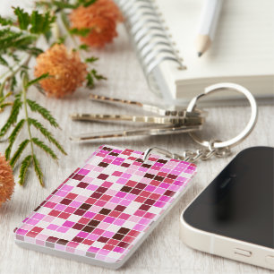 Fliesen, rosa Mosaikfliesen, geometrisches Muster Schlüsselanhänger