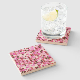 Fliesen, rosa Mosaikfliesen, geometrisches Muster Steinuntersetzer