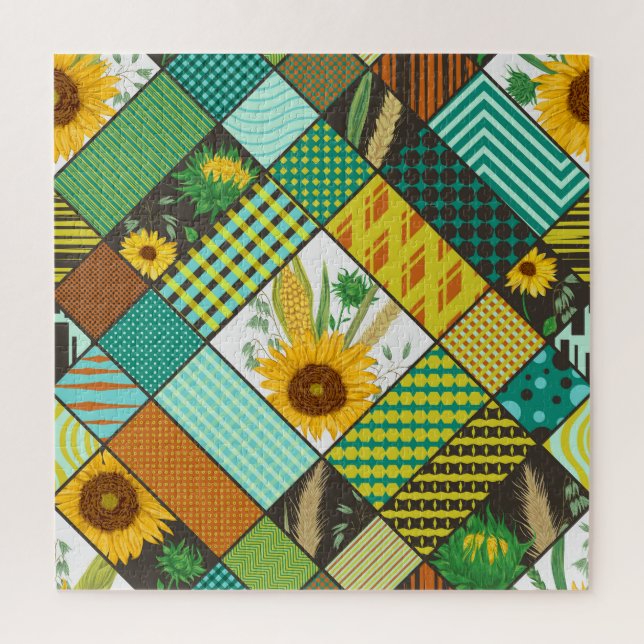 Fliesen, Sonnenblumen, geometrisches Muster. (Vertikal)