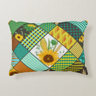 Fliesen, Sonnenblumen, geometrisches Muster. Dekokissen
