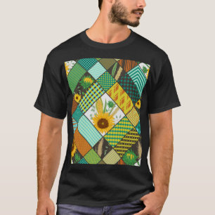 Fliesen, Sonnenblumen, geometrisches Muster. T-Shirt