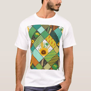 Fliesen, Sonnenblumen, geometrisches Muster. T-Shirt