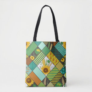 Fliesen, Sonnenblumen, geometrisches Muster. Tasche