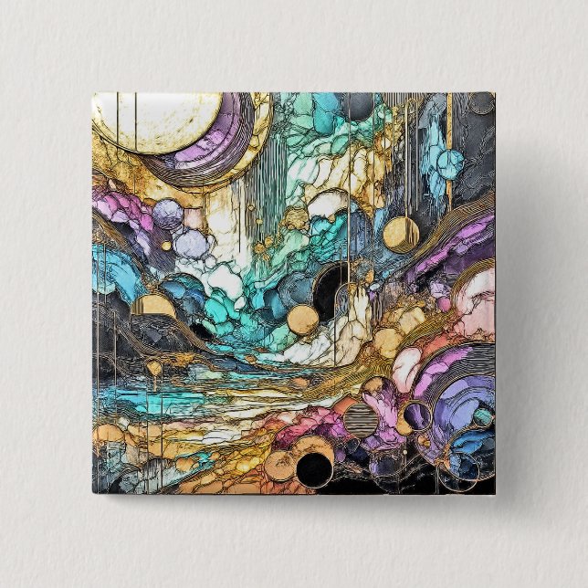 Fliesender Goldfluss Button (Vorderseite)