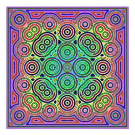 Fliesendesign farbiger konzentrischer Kreise Poster