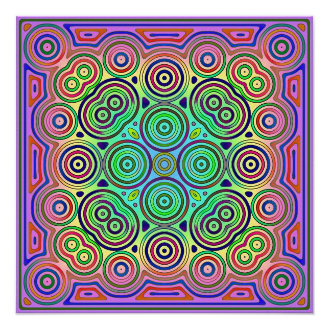 Fliesendesign farbiger konzentrischer Kreise Poster (Vorderseite)