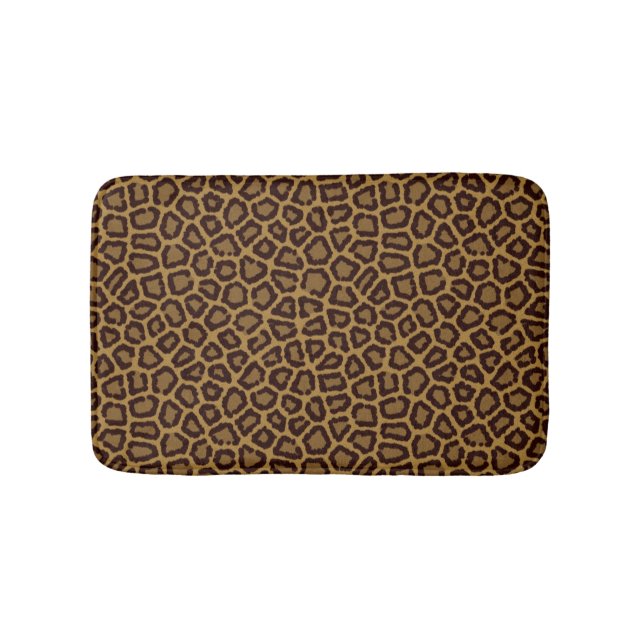 Fliesenhintergrund mit einem Leopardpelz Badematte (Vorderseite)