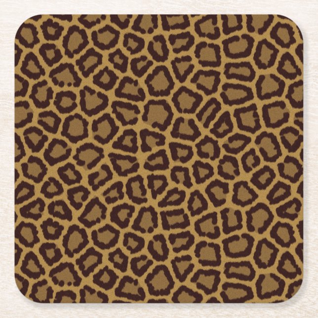 Fliesenhintergrund mit einem Leopardpelz Rechteckiger Pappuntersetzer (Vorderseite)