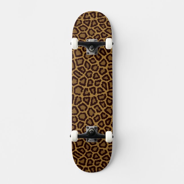 Fliesenhintergrund mit einem Leopardpelz Skateboard (Vorderseite)