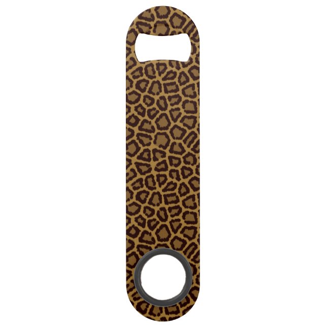 Fliesenhintergrund mit einem Leopardpelz Speedflaschenöffner (Vorderseite)