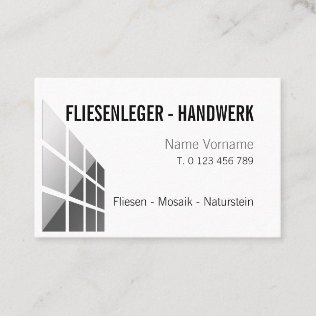 Fliesenleger Handwerk Visitenkarte (Vorderseite)