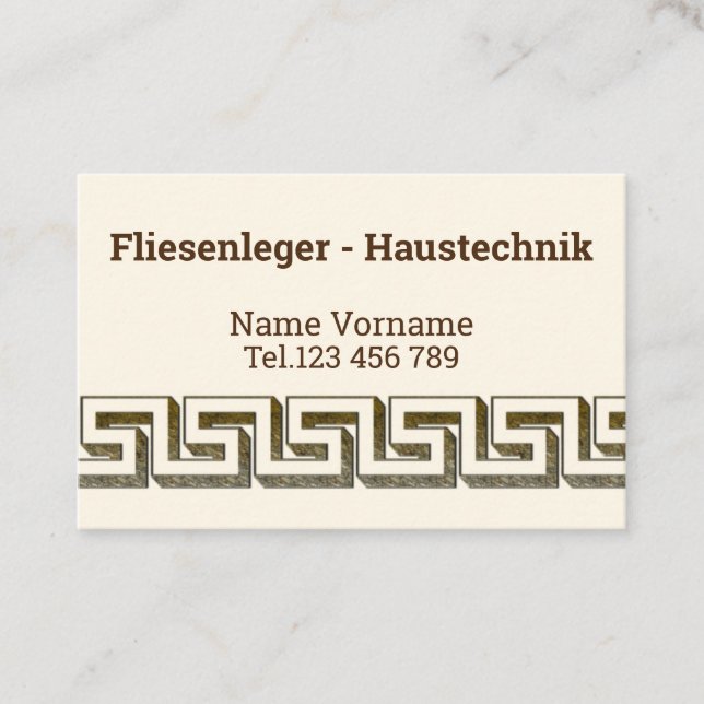 Fliesenleger  Haustechnik Visitenkarte (Vorderseite)