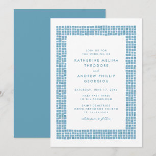 Fliesenrahmen einfache griechische blaue Hochzeit Einladung