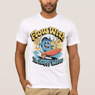 Fließe Mit Den Glücklichen Wellen Surf Style Herre T-Shirt