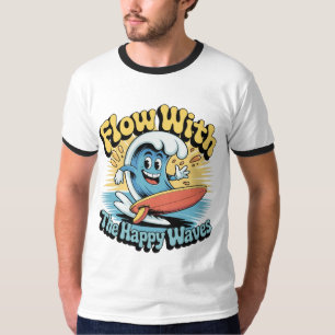Fließe Mit Den Glücklichen Wellen Surf Style Herre T-Shirt
