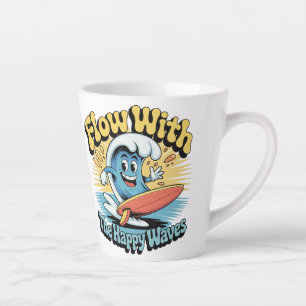 Fließen Sie Mit Den Glücklichen Wellen Retro-Surf- Milchtasse