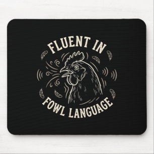 Fließend in Geflügel Die Sprache Retro Huhn Henne Mousepad