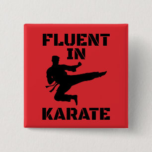Fließend in Karate Lustiges Karate T-Shirt Button