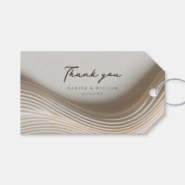 fließende Elfenbeinhochzeit danke Geschenkanhänger (Vorderseite (Horizontal))