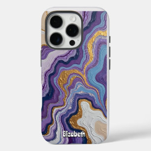 Fließende lila-goldene abstrakte Kunst iPhone 16 Pro Hülle