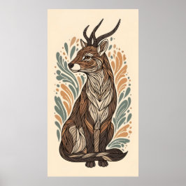 fließende Linien und Muster dekorativ Antilope Poster
