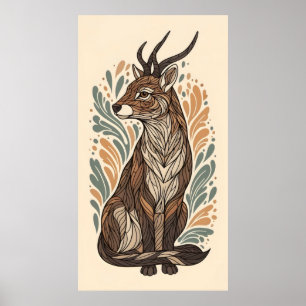 fließende Linien und Muster dekorativ Antilope Poster