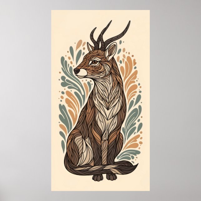 fließende Linien und Muster dekorativ Antilope Poster (Vorne)