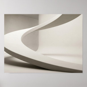 Fließende weiße skulpturale Kurve Minimalistische Poster