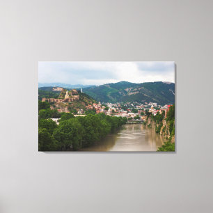 Fließender Mt'k'vari-Fluss, Tbilisi Leinwanddruck