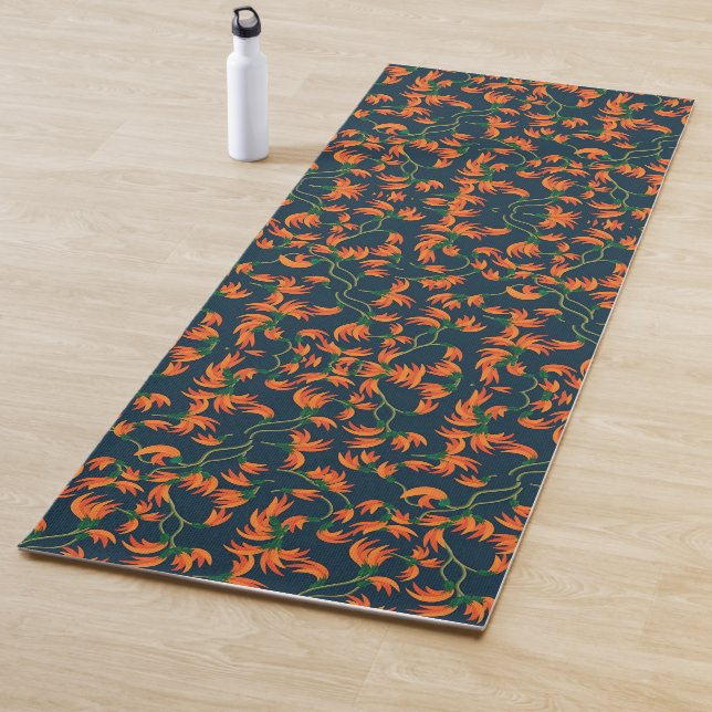 Fließendes orangefarbenes Blumenmuster Yogamatte (Beispiel)