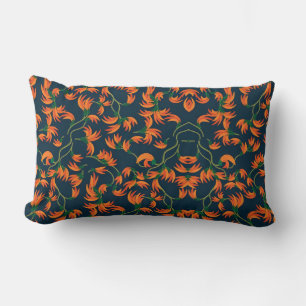 Fließendes oranges Blumendesign Lendenkissen