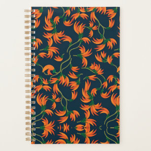 Fließendes oranges Blumendesign Planer