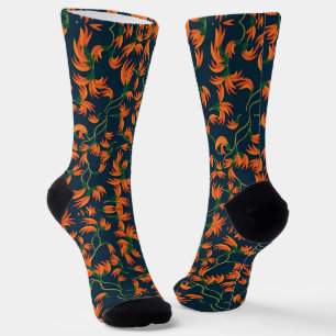 Fließendes oranges Blumendesign Socken