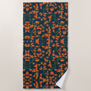 Fließendes oranges Blumendesign Strandtuch