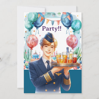 Flight attendant Birthday Party  Einladung