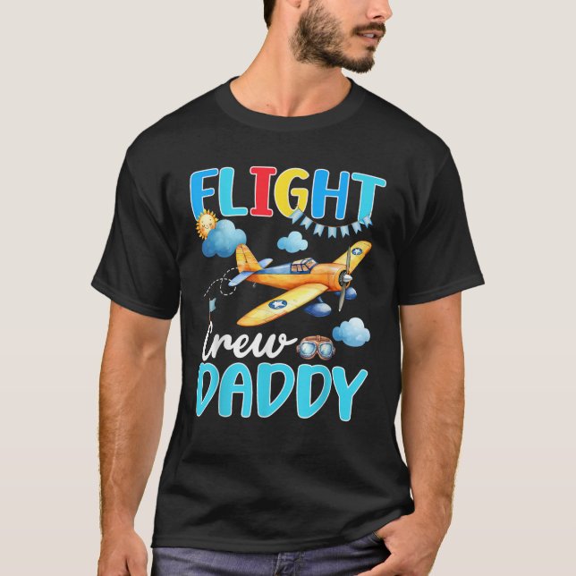 Flight Crew Daddy Birthday Squad Airplane Matching T-Shirt (Vorderseite)