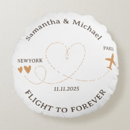 Flight Plane Travelling love side Wedding Rundes Kissen