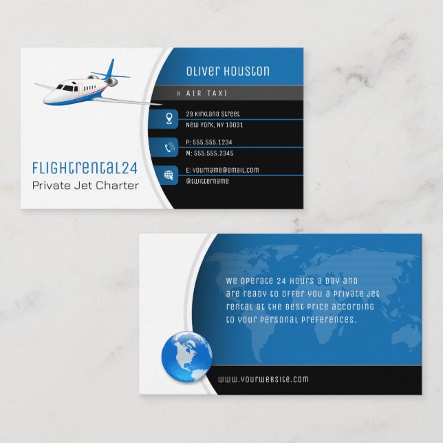 Flight Rental | Flugtaxi Visitenkarte (Vorne/Hinten)