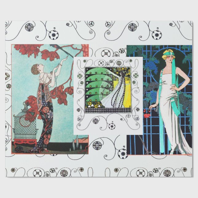 FLIGHTVORD / NIGHT ROSE ART DECO SCHÖNHEIT FASHION GESCHENKPAPIER (Flach)