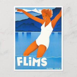 Flims Schweiz Vintage-Reise-Postkarte Postkarte