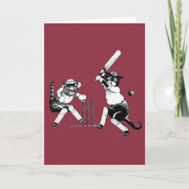 Flinke Katzen spielen Cricket Feiertagskarte