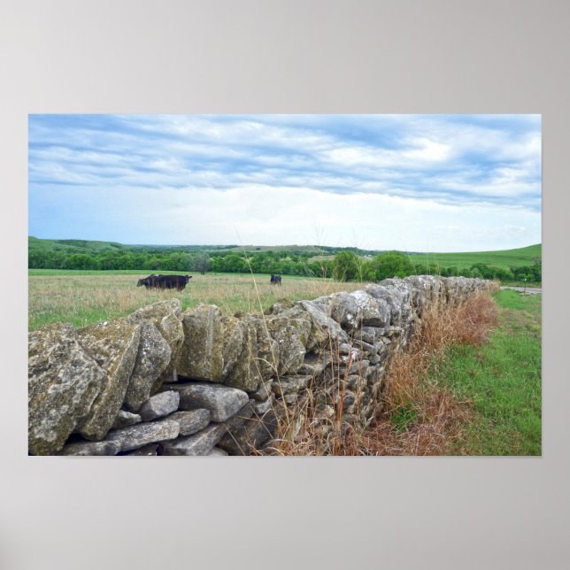 Flint Hills, Kansas, geschichtete Steinmauer Poster (Vorne)