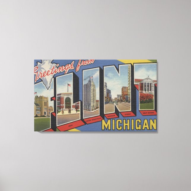 Flint, MichiganLarge Letter ScenesFlint, MI 2 Leinwanddruck (Vorderseite)