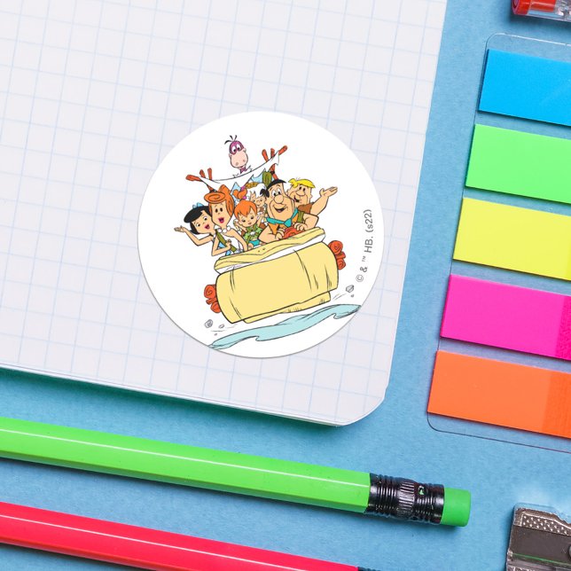 Flintstones Familientreppe Runder Aufkleber (Von Creator hochgeladen)