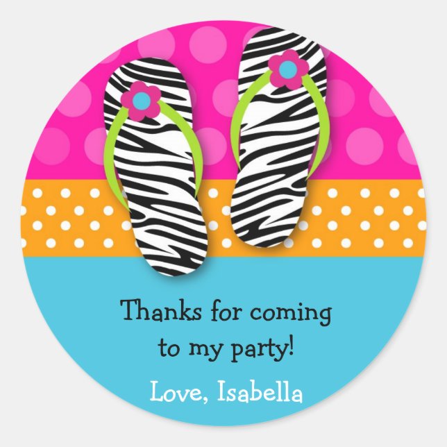 Flip Flop Anniversaire Fête Favoriser Stickers Éti (Devant)