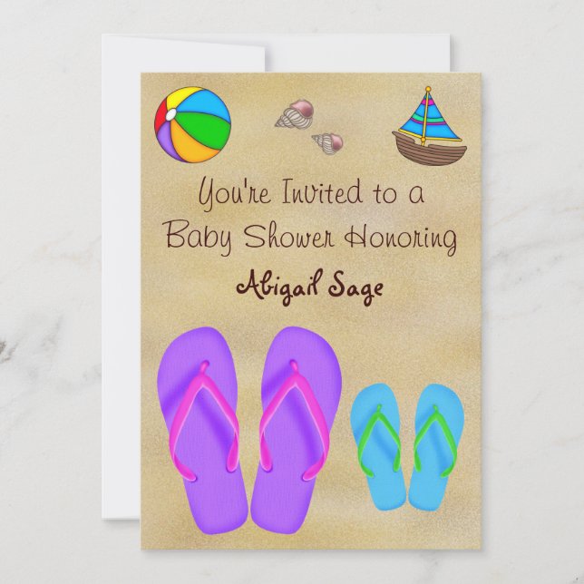 Flip Flop Baby Shower Invitations pour garçons (Devant)