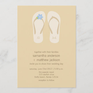 Flip Flop Beach Wedding Invitations -Flower Bleu